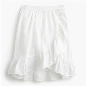 J. Crew White Linen Ruffle Skirt
